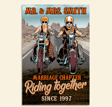 Bikergod Motorcycle Marriage Chapter Riding Together Custom Names And Year Poster NMQI115