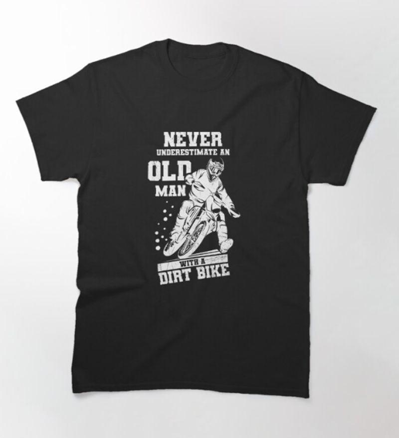 Bikergod Motorcycle Old Man With A Dirt Bike T-shirt Design 2D Full Printed Sizes S - 5XL - NAUA263