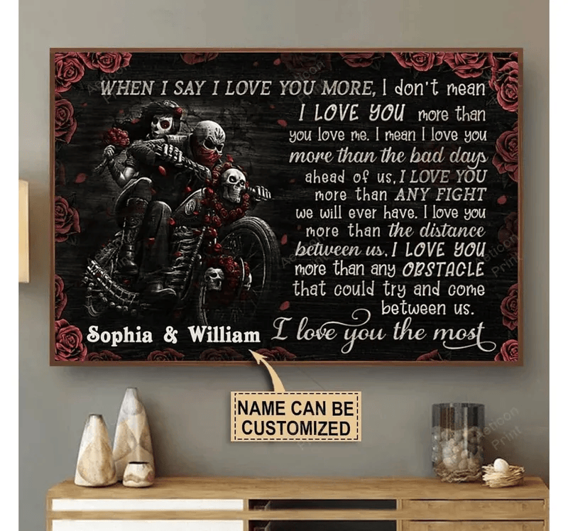 Bikergod Motorcycle I Love You The Most Motorcycle Couple Custom Names Poster NANA108