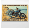 Bikergod Motorcycle God Blessed The Broken Road Motorycle Couple Custom Names Poster NANA149