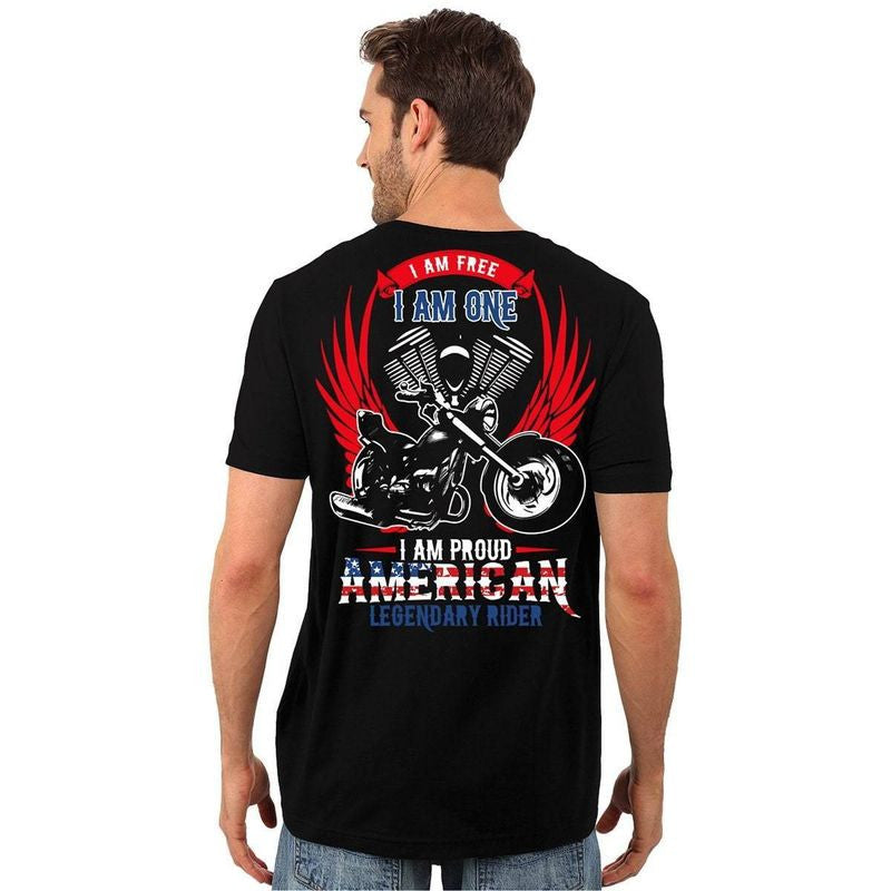 Bikergod Motorcycle I Am Free, I Am One, I Am Proud American Legendary Rider T-shirt Design 2D Full Printed Sizes S - 5XL - NASA08