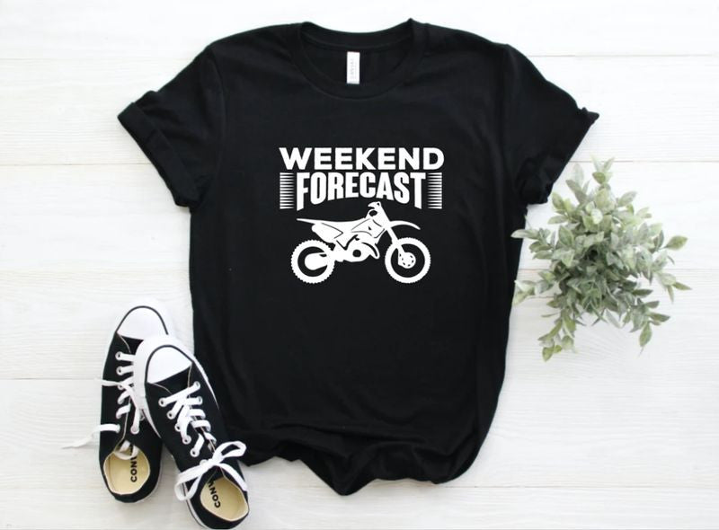 Bikergod Motorcycle Weekend Forecast Dirt Bike T-shirt Design 2D Full Printed Sizes S - 5XL - NAVA368