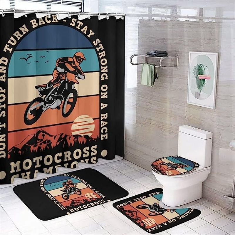 Bikergod Motorcycle Motorcross Champion Bathroom Decor Set NMBR13