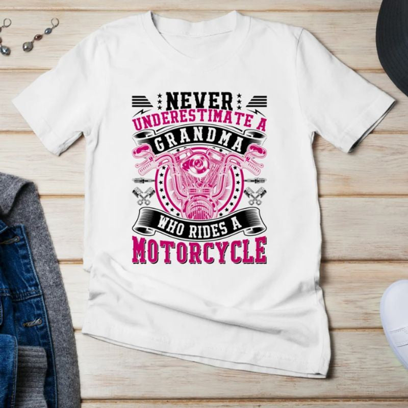 Bikergod Motorcycles Never Underestimate a grandma who rides a motorcycle T-shirt Design 2D Full Printed Sizes S - 5XL - NAFA209