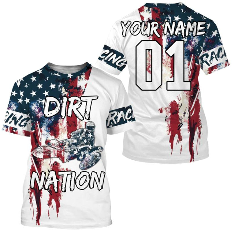 Bikergod Motorcycle Dirt Nation Racing Custom Name And Number T-shirt Design 3D Full Printed Sizes S - 5XL - NMQI147