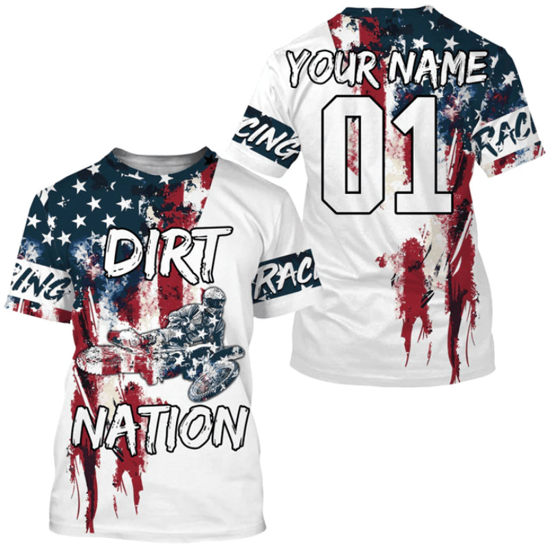 Bikergod Motorcycle Dirt Nation Racing Custom Name And Number T-shirt Design 3D Full Printed Sizes S - 5XL - NMQI147