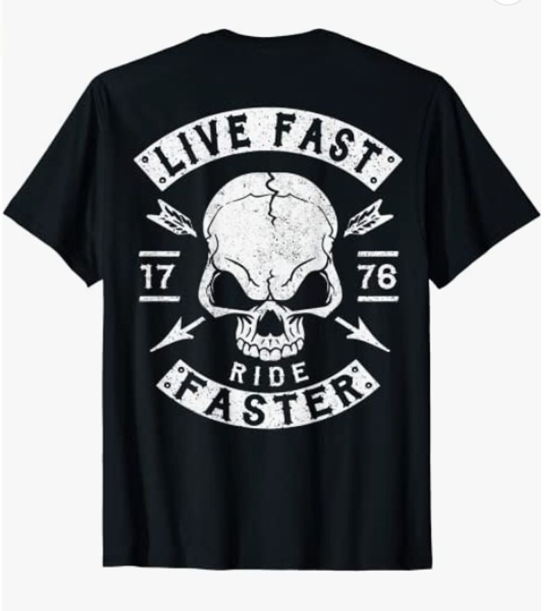 Bikergod Motorcycles Live Fast Ride Faster T-shirt Design 2D Full Printed Sizes S - 5XL - NAGA401