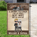 Bikergod Motorcycle A Grumpy Old Biker And His Super Sexy Wife Live Here Custom Names Garden Flag NAIA310
