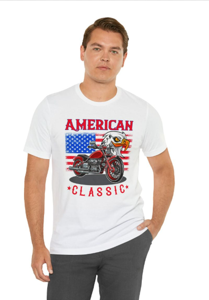 Bikergod Motorcycle American Classic 4th July Independence Day T-shirt Design 2D Full Printed Sizes S - 5XL - NAXA70L