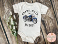 Bikergod Motorcycle Crawl Walk Ride Motorcycle COTTON Baby Onesie Bodysuit NAVA405