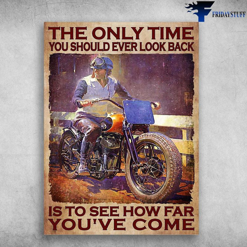 Bikergod Motorcycle The Only Time You Should Ever Look Back Vintage Poster NAIA144