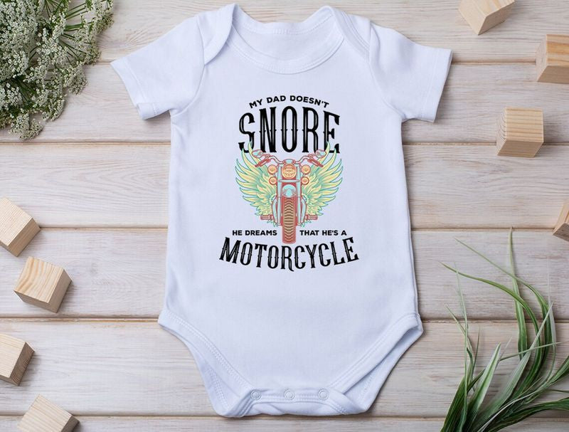 Bikergod Motorcycle He Dreams That He's A Motorcycle COTTON Baby Onesie Bodysuit NAYA418