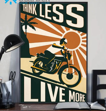 Bikergod Motorcycle Think Less Live More Biker Vintage Poster NANA252