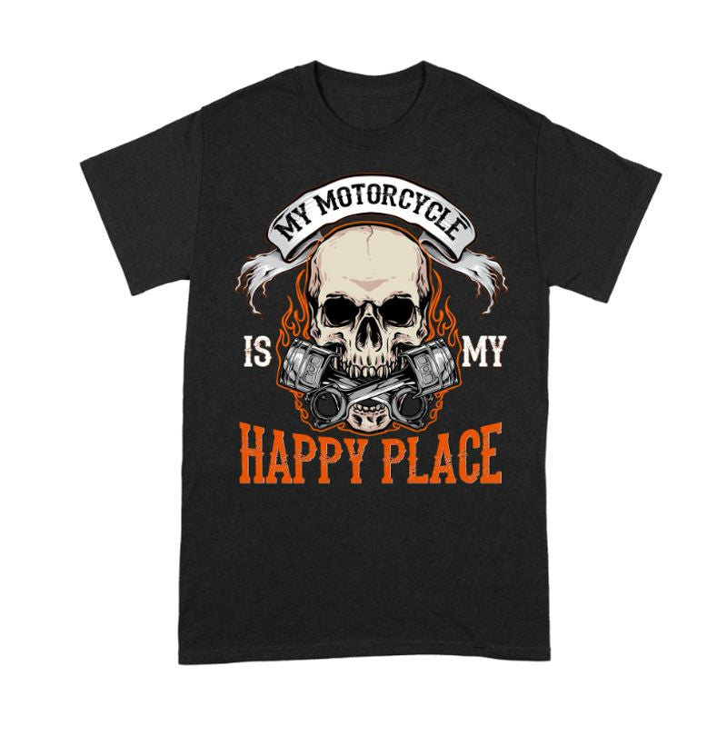 Bikergod Motorcycle My Motorcycle Is My Happy Place T-shirt Design 2D Full Printed Sizes S - 5XL - NAOA176