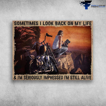 Bikergod Motorcycle Sometimes I Look Back On My Life Vintage Poster NAIA141