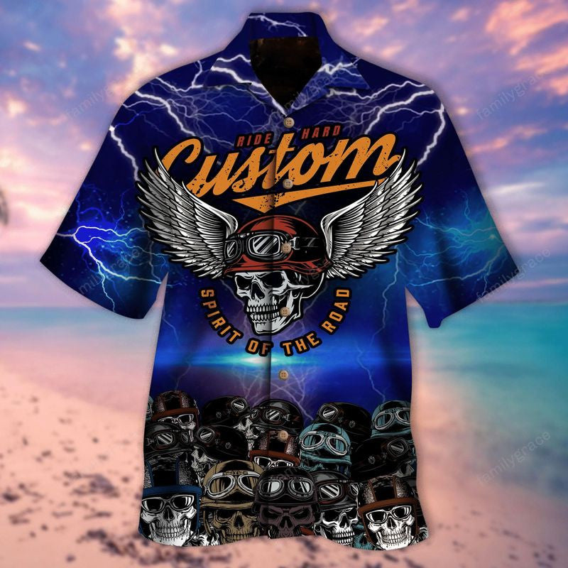 Bikergod Motorcycle SKULL BIKER Spirit Of The Road Hawaii Shirt Design 3D Full Printed Sizes S - 5XL NASA56