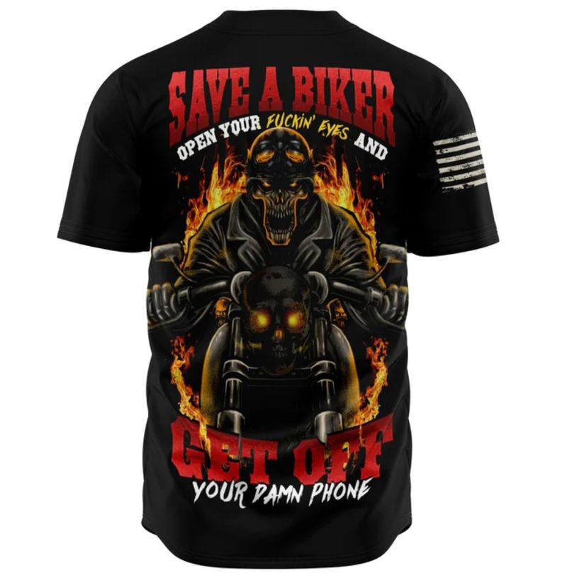 Bikergod Motorcycle Baseball Shirt Design 3D Full Printed High Quality - NMBS069A