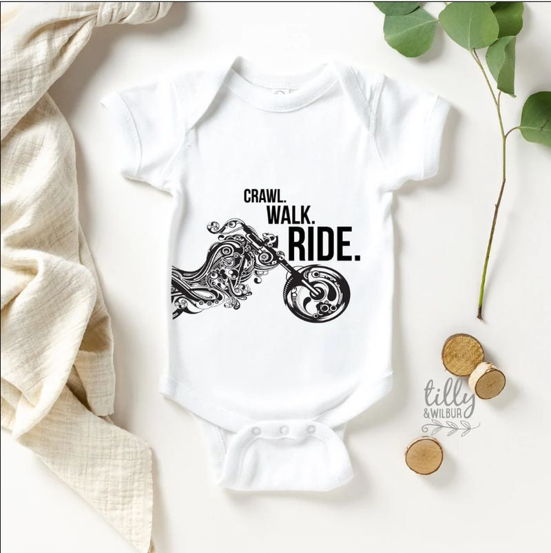 Bikergod Motorcycle Crawl Walk Ride COTTON Baby Onesie Bodysuit NAUA297