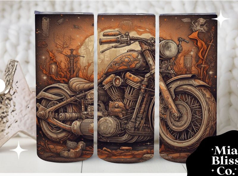 Bikergod Motorcycle Skeleton Riding Stainless Steel 20 Oz Straight Cup- NAIA348