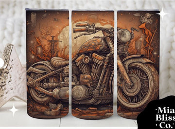 Bikergod Motorcycle Skeleton Riding Stainless Steel 20 Oz Straight Cup- NAIA348