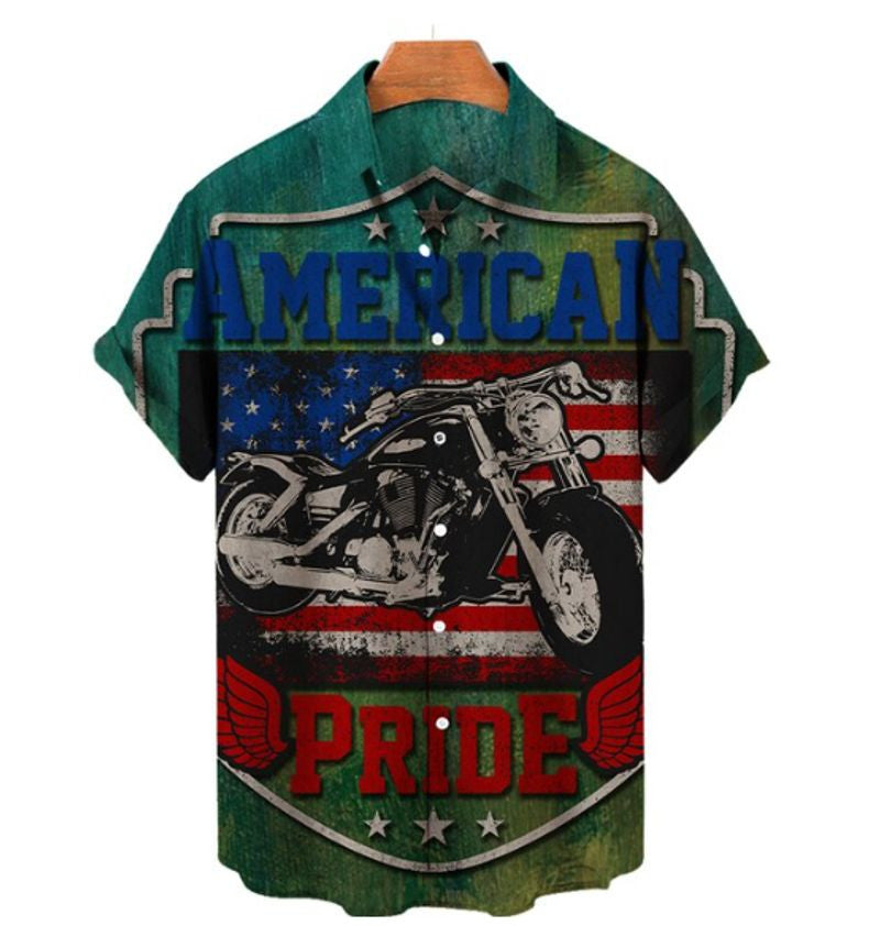Bikergod Motorcycle American Pride USA Flag Hawaii Shirt Design 3D Full Printed Sizes S - 5XL NASA72