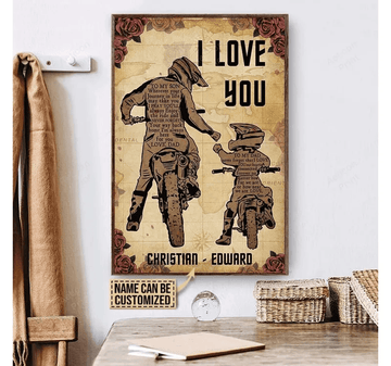 Bikergod Motorcycle Father's Day Father And Son Biker I Love You Custom Names Poster NANA88