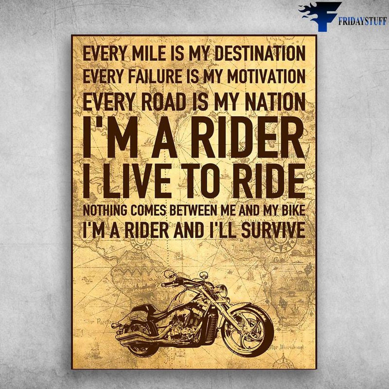 Bikergod Motorcycle I?m A Rider I Live To Ride Vintage Poster NAIA157