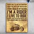 Bikergod Motorcycle I?m A Rider I Live To Ride Vintage Poster NAIA157