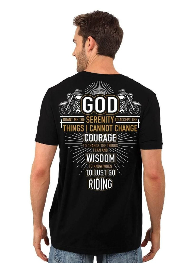 Bikergod Motorcycle God Grant Me Just Go Riding T-shirt Design 2D Full Printed Sizes S - 5XL - NASA13