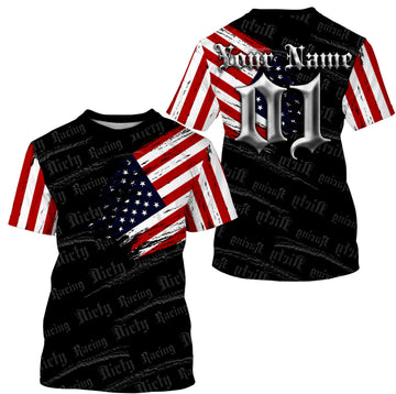Bikergod Motorcycle US Flag Custom Name And Number  T-shirt Design 3D Full Printed Sizes S - 5XL - NMTM341