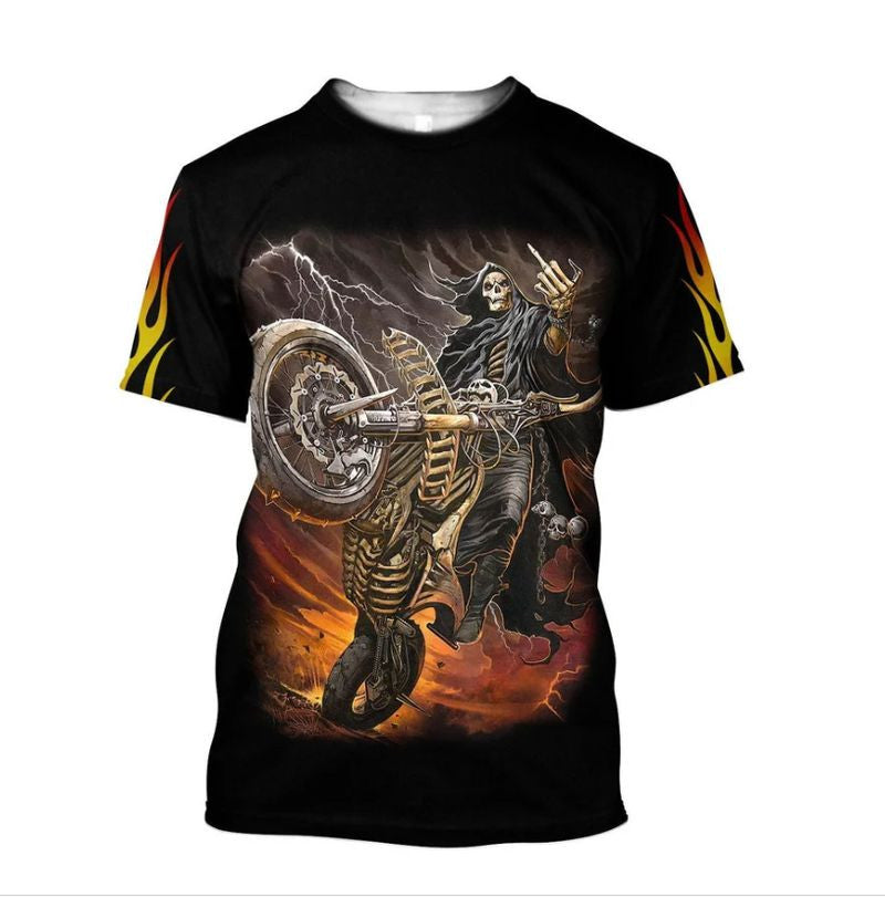 Bikergod Motorcycle Skull Biker  T-shirt Design 3D Full Printed Sizes S - 5XL - NALA368D