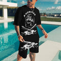 Bikergod Motorcycle Skull Biker American Vintage Rider T-shirt And Short Set Design 3D Full Printed NALA348
