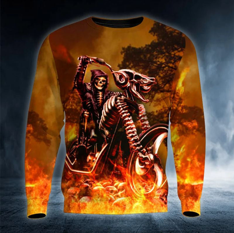 Bikergod Motorcycle Skull Biker COTTON Sweatshirt Design 3D Full Printed Sizes S - 5XL - NAOA387S