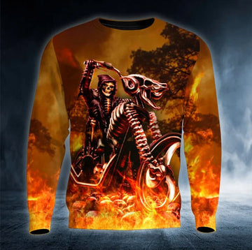 Bikergod Motorcycle Skull Biker COTTON Sweatshirt Design 3D Full Printed Sizes S - 5XL - NAOA387S