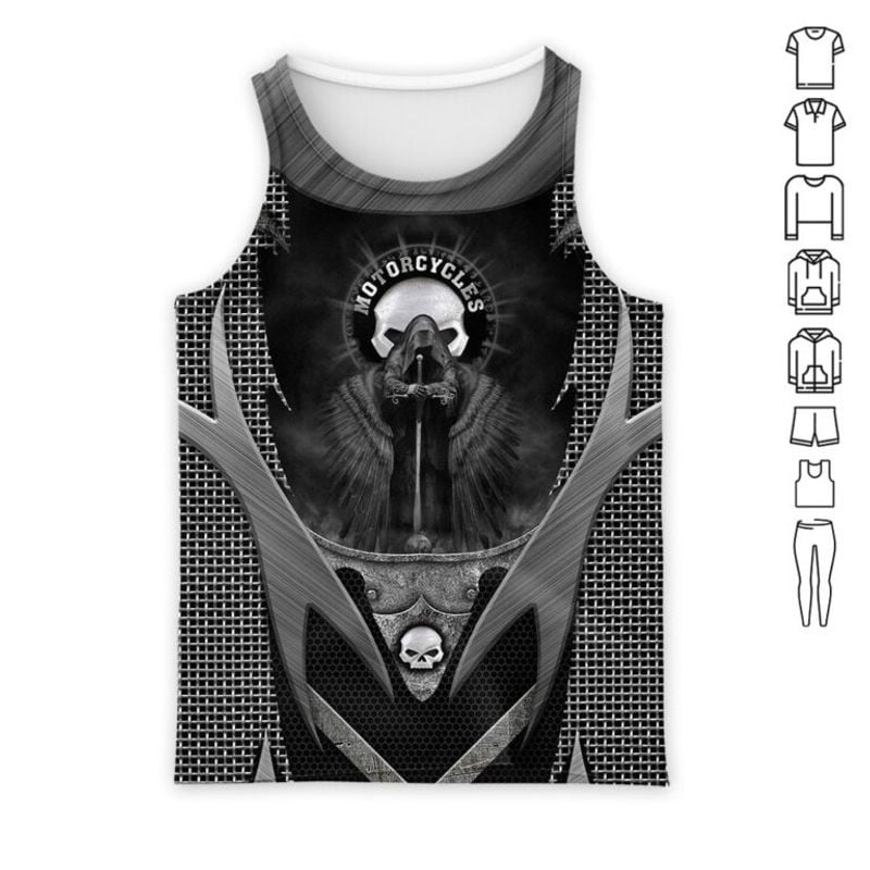 Bikergod Motorcycle Skull Biker Tank Top Design 3D Full Printed Sizes S - 5XL - NALA351J