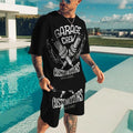 Bikergod Motorcycle Garage Crew T-shirt And Short Set Design 3D Full Printed NALA342
