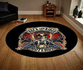 Bikergod Motorcycle Skull Biker Rock And Rider Round Rug NALA187