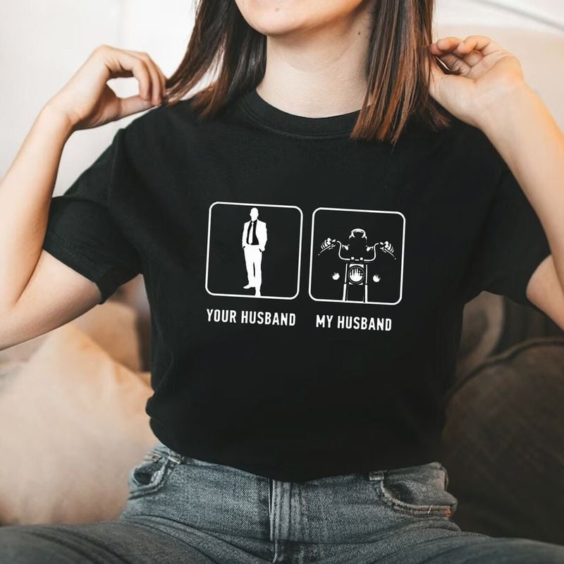 Bikergod Motorcycle Your Husband And My Husband T-shirt, Crew-neck Sweatshirt, Hoodie, Tank Top, V-neck T-shirt Design 2D Full Printed Sizes S - 5XL - NAMA292