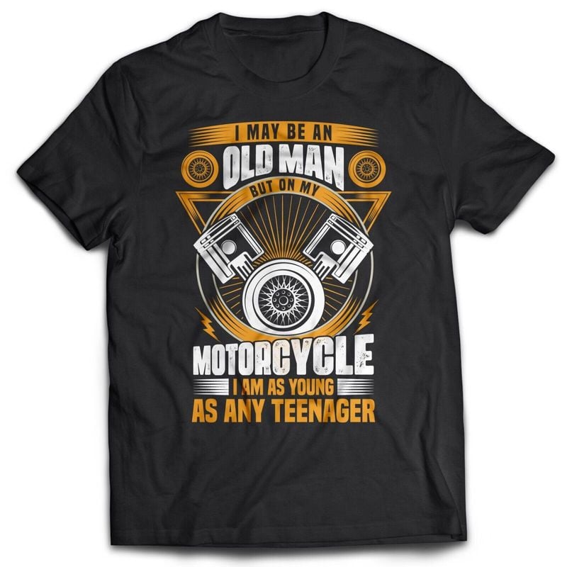 Bikergod Motorcycle I May Be An Old Man But On My Motorcycle T-shirt, Crew-neck Sweatshirt, Hoodie, Tank Top, V-neck T-shirt Design 2D Full Printed Sizes S - 5XL - NALA377