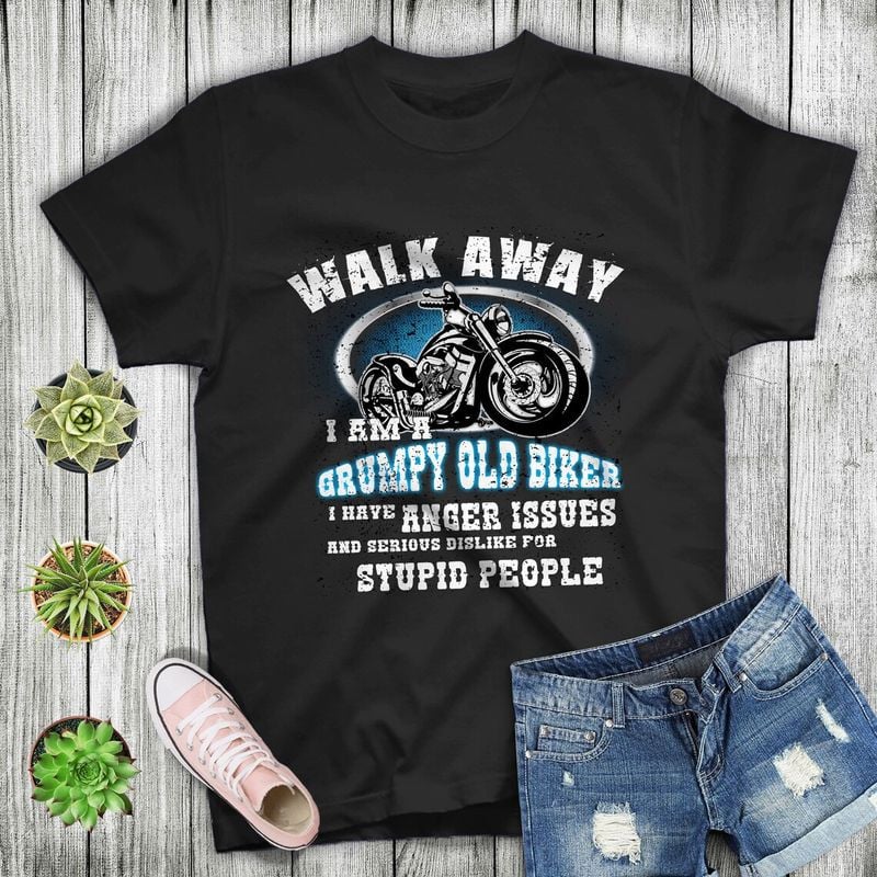 Bikergod Motorcycle Walk Way I Am A Grumpy Old Biker T-shirt, Crew-neck Sweatshirt, Hoodie, Tank Top, V-neck T-shirt Design 2D Full Printed Sizes S - 5XL - NAMA277
