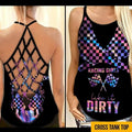Bikergod Motorcycle Racing Girls Like It Dirty CRISS CROSS OPEN BACK CAMISOLE TANK TOP DESIGN 3D SIZE S - 5XL -NALA366