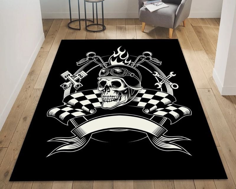Bikergod Motorcycle Skeleton Rider Rug Home Floor Decor NALA56