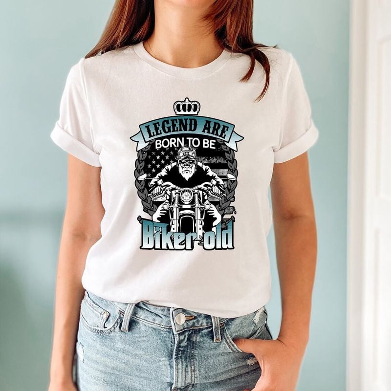 Bikergod Motorcycle Legend Are Born To Be Biker Old T-shirt, Crew-neck Sweatshirt, Hoodie, Tank Top, V-neck T-shirt Design 2D Full Printed Sizes S - 5XL - NAMA215