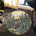 Bikergod Motorcycle Motorbike Biker Vintage Retro Round Rug NALA183