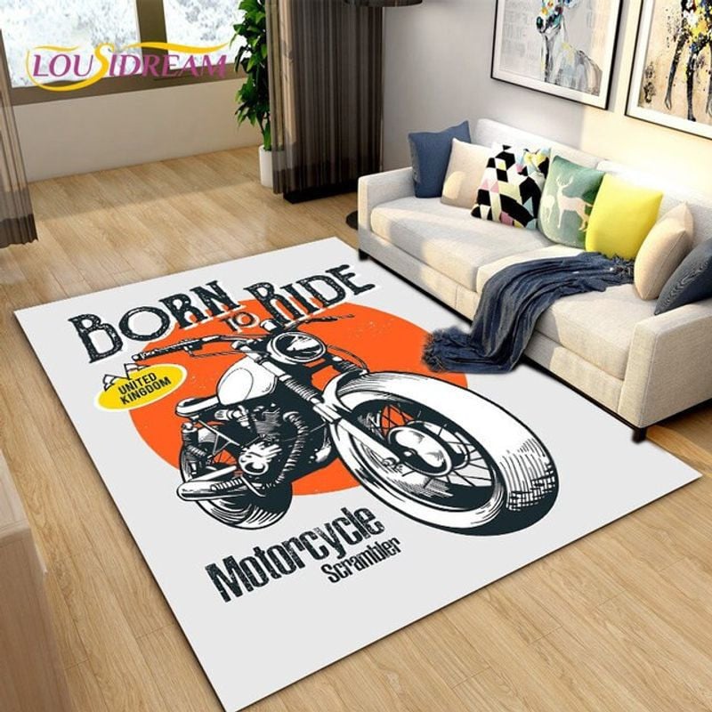 Bikergod Motorcycle Born To Ride Rug Home Floor Decor NALA157
