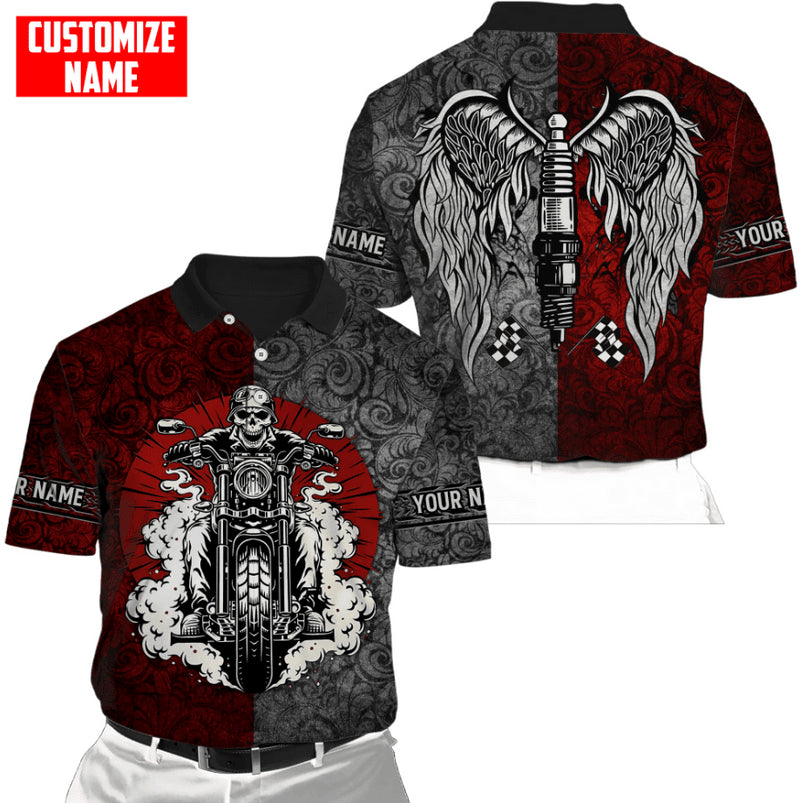 Bikergod Motorcycle Custom Name Polo Design 3D Full Printed Sizes S - 5XL NMI235B