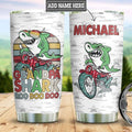Bikergod Motorcycle Grandpa Shark Biker Custom Name Steelers Stainless Steel 20 Oz Tumbler- NALA316