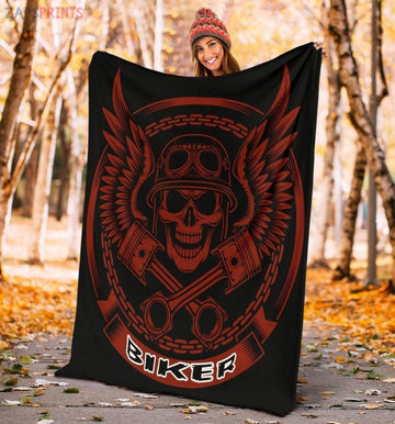 Bikergod Motorcycle Skull Biker Rider Blanket NALA122