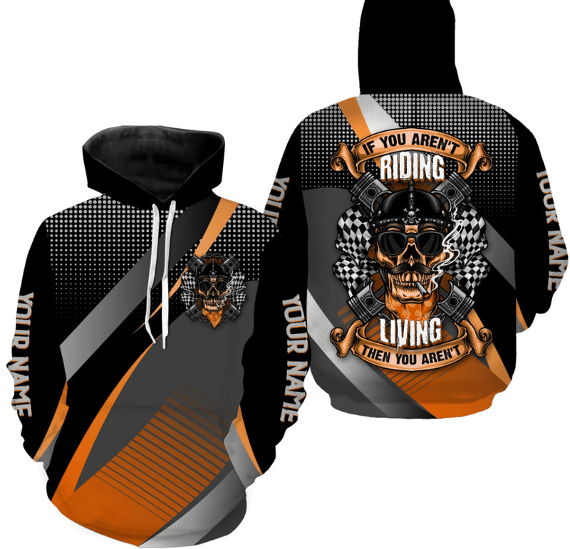 Bikergod Motorcycle If You Aren't Riding You Aren't Living Custom Name  Hoodie Design 3D Full Printed Sizes S - 5XL - NMK21B