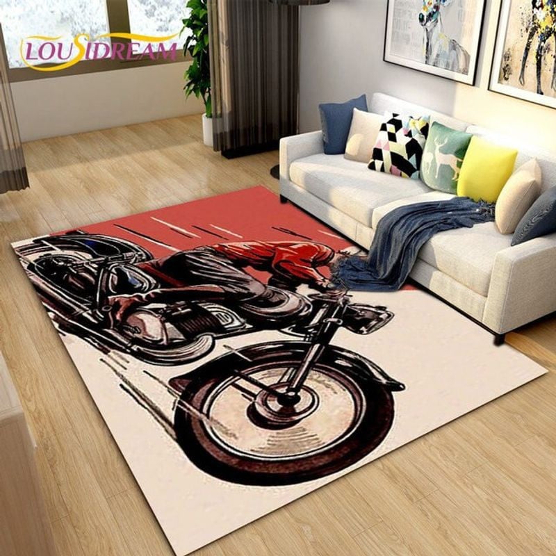 Bikergod Motorcycle Riding Vintage  Rug Home Floor Decor NALA158